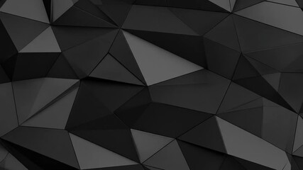 Abstract Black Polygon Background with Geometric Low Poly Design Triangles and Dark Modern Art Texture 3D Render for Backdrop or Wallpaper