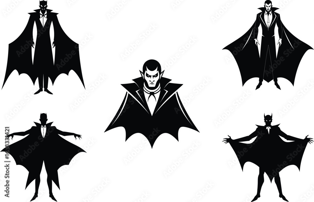 dracula classic pose vector illustration black silhouette white ...