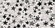 © theeve - Vintage pattern of abstract illegible handwritten text with hand drawn stars. Grunge bad calligraphy script, old book document. Vector illustration of monochrome unreadable handwriting cursive poetry