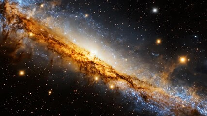 Wall Mural - Galactic arm Orange and blue nebula band amid a starry backdrop