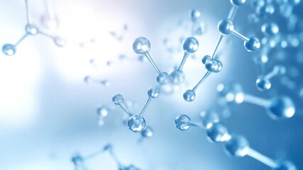 Abstract 3d Rendering of Molecules in Blue and White Background Showing Scientific Research and Medical Innovation Structure with Connection and Element