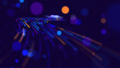 © ec0de - High Speed Light Particles Internet Data Cloud Technology Background. Digital Road Fast Speed Internet Broadband Data Flow Concept. Science Tech Research Presentation Bg. Vector Illustration.