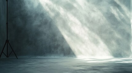 Wall Mural - low angle photo of studio grey textured background lighted with soft light from the right to the lef