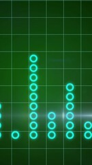 Sticker - animation of light spot and statistical data processing over grid network against green background