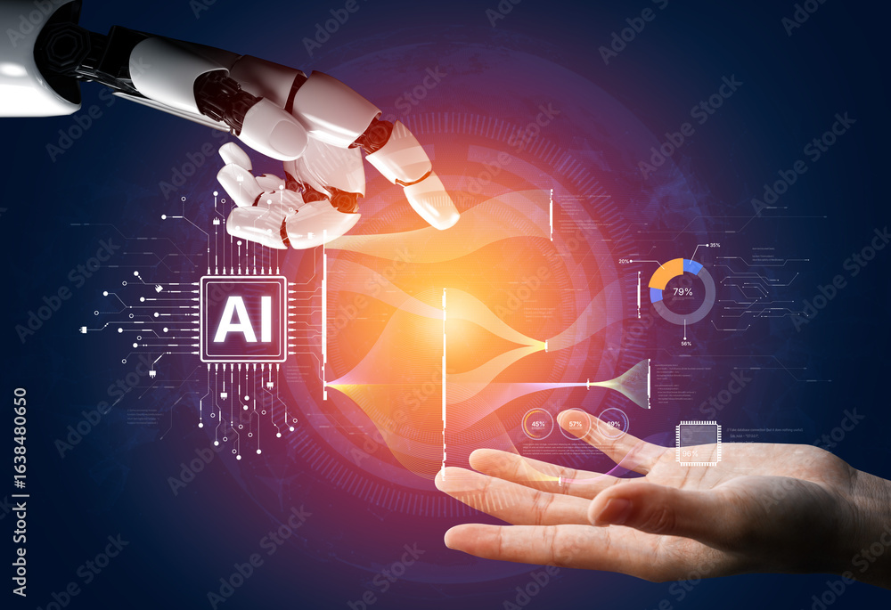 AI brain processes big data with generative AI, LLMs, and machine ...