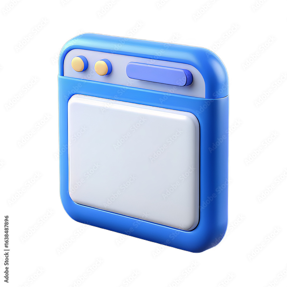 Floating 3D Plastic Web Browser Window with Simplified Layout and Soft ...