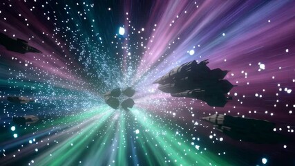 Wall Mural - Abstract Space Nebula with Colorful Light Streaks, Stars, and Cosmic Dust, Featuring Dynamic Motion and a Sense of Exploration and Wonder, Ideal for Science Fiction and Fantasy Themes