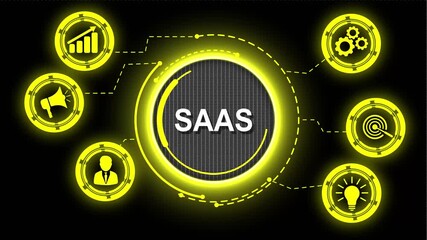 Software as a Service SaaS. Software concept. Business, modern technology, SaaS (Software as a Service) is a cloud-based software delivery model where applications are accessed online