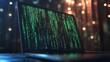 © Irina - Encrypted email system displayed on a laptop screen with code in a dimly lit environment
