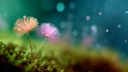 Wall Mural - Close-up of delicate flowers with dreamy bokeh background