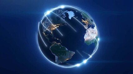 Wall Mural - Planet Earth surrounded by a technological network structure