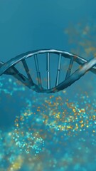 Wall Mural - dna strand with particles and light effects, scientific animation