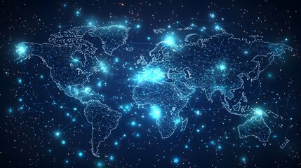 Wall Mural - creative hologram world network background with bright connections