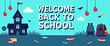 © MetaArtist - Welcome Back to School Background with Books, Apples, and Stationery  Bright Blue Education Theme