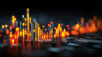 Wall Mural - business investing insights shown with stock market charts and data on dark blue background