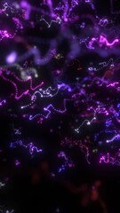Wall Mural - 3d rendering background of glowing particles that form curved lines and 3d surfaces, grid with depth