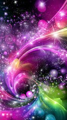 Wall Mural - Colorful Abstract Swirl Design with Glowing Lights