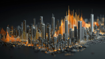 Wall Mural - economic concepts illustrated through digital financial market analysis and investment trends