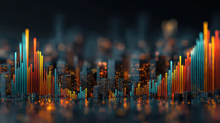 Wall Mural - investment growth trends in financial market analysis with digital urban economic concepts