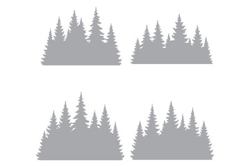 Wall Mural - silhouette of forest of christmas fir trees vector icon set illustration isolated on white backgroun