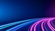 © Archara - The image shows an abstract background with neon pink and blue lines curving against a dark blue gradient, creating a futuristic or high-tech feel, suggesting speed and energy.