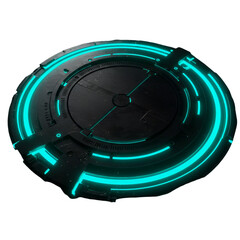 Wall Mural - 3d rendered abstract futuristic technological blue glowing circle design