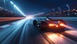 © Imaginelra - Formula 1 Racing Car Speeding on Night Circuit, Light Trails Illuminating the Track, Dynamic Sport Photography