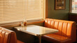 © Galadriel Gesso - Nostalgic Vintage Diner Booth Warm Sunlight Through Blinds Cozy Retro