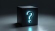 © and - Enigmatic Black Box Illuminated by a Glowing Blue Question Mark