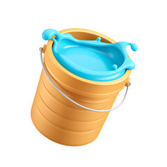 Wall Mural - a bucket brimming with vibrant turquoise liquid, creating an artistic splash on transparent backdrop