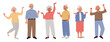© tynyuk - Set of characters of elderly happy people. Mature men and women rejoice and dance, demonstrate gestures of approval and jubilation, seniors are delighted