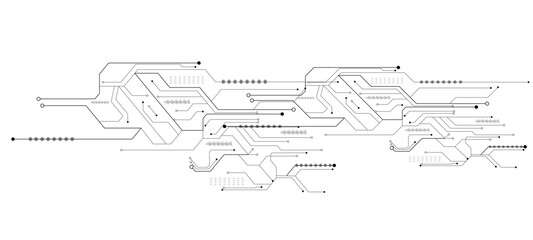Vector Technology connected white lines and dots with electronics elements on tech bg. Digital technology futuristic internet network speed connection white background