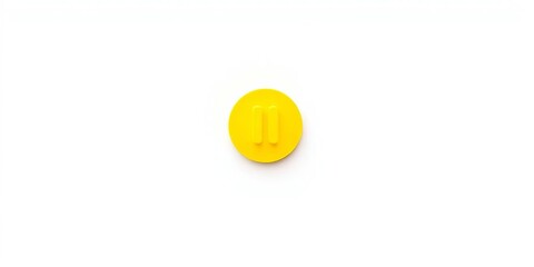 Canvas Print - Minimalist vibrant yellow pause button icon on pure white background,  website,  modern