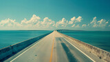 A drivers view of the famous Seven Mile Bridge in Florida