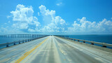 A drivers view of the famous Seven Mile Bridge in Florida