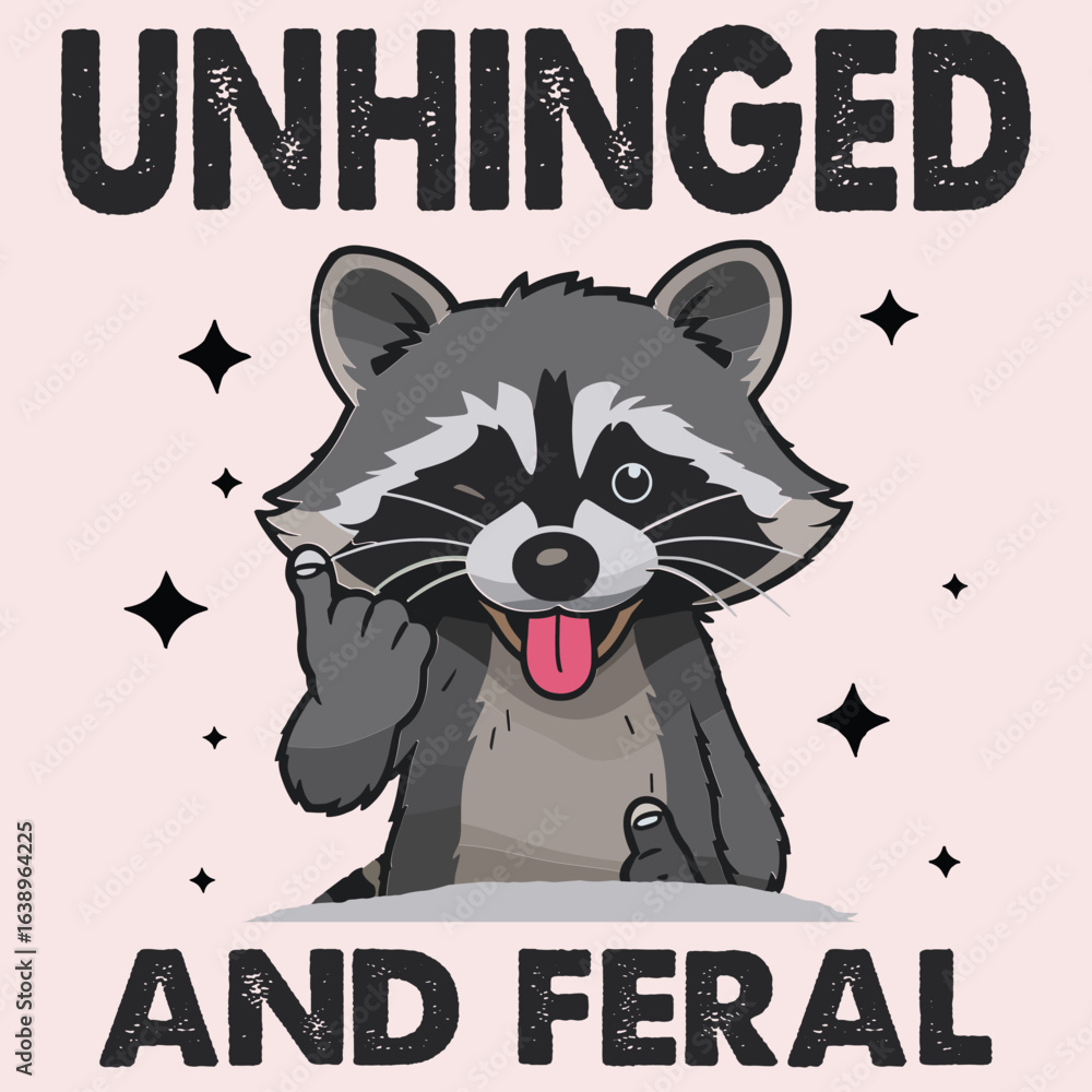 Raccoon Unhinged And Feral Retro T-Shirt Stock Vector | Adobe Stock