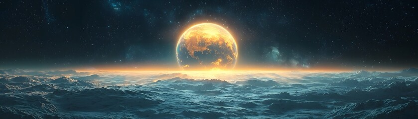Wall Mural - earth rising over the cosmic horizon