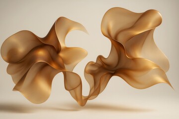 Wall Mural - abstract golden flowing shapes with smooth texture and elegant curves on a soft light background, re