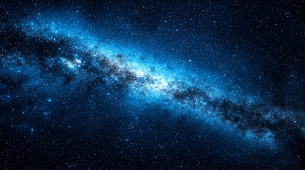 Celestial canvas: Blue nebula swirls amidst a star-dusted expanse