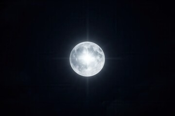 Wall Mural - A lone moon glows in the vast expanse of space, casting a serene light on the dark backdrop