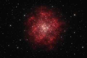 Wall Mural - A cosmic symphony of stars in deep space, with a striking red nebula at its heart