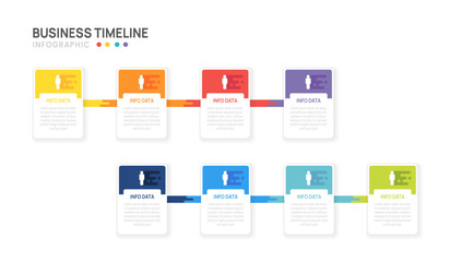 Wall Mural - infographic business template 2, 4, 8 steps options, presentation workflows with process diagram ele