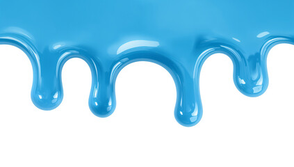 Wall Mural - iridescent cyan viscous substance trickling on an isolated transparent background with a unique