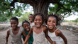 © ALA - African primary school children playing games. Black children, full of life and joy, enjoying their childhood and playing together. Small faces with big smiles