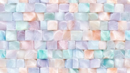 Wall Mural - Seamless pattern of pastel mosaic tile wall with a subtle textured and 3d effect.