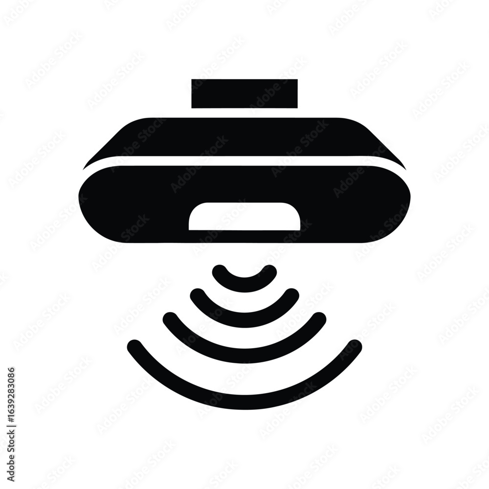 Wireless Sensor Adobe Wireless motion sensor icon with detection waves, a simple glyph for ...