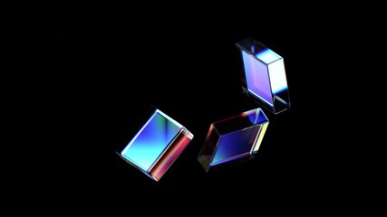 Wall Mural - Abstract animation, rotating glass cube, 4k seamless looped video, 3d render