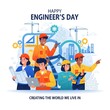 © Color Cultura - Diverse group of engineers celebrating engineer s day with blueprints and construction elements