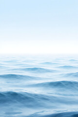 Wall Mural - Dreamy seascape background in blue and white tones, gentle waves blending into a bright horizon, airy and serene atmosphere, clear focus 