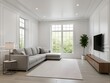 © MIkrom - Bright Modern Living Room with Grey Sectional Sofa and White Walls